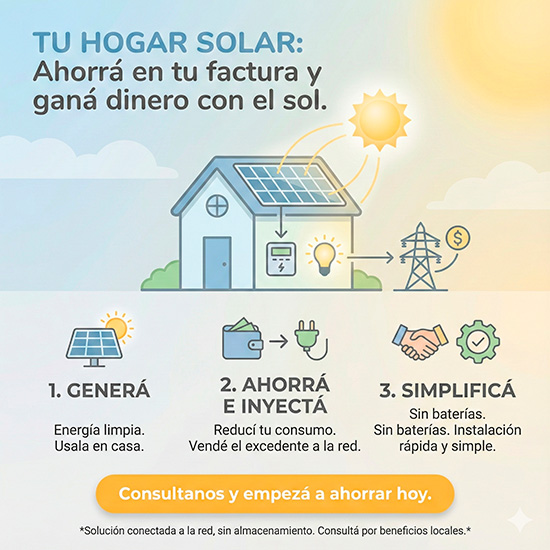 Instalación fotovoltaica on-grid conectada a red en techo