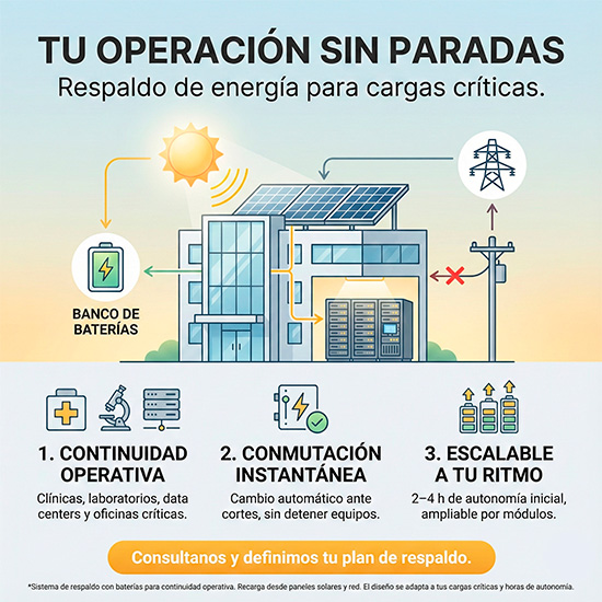 Sistema de respaldo con baterías para continuidad operativa